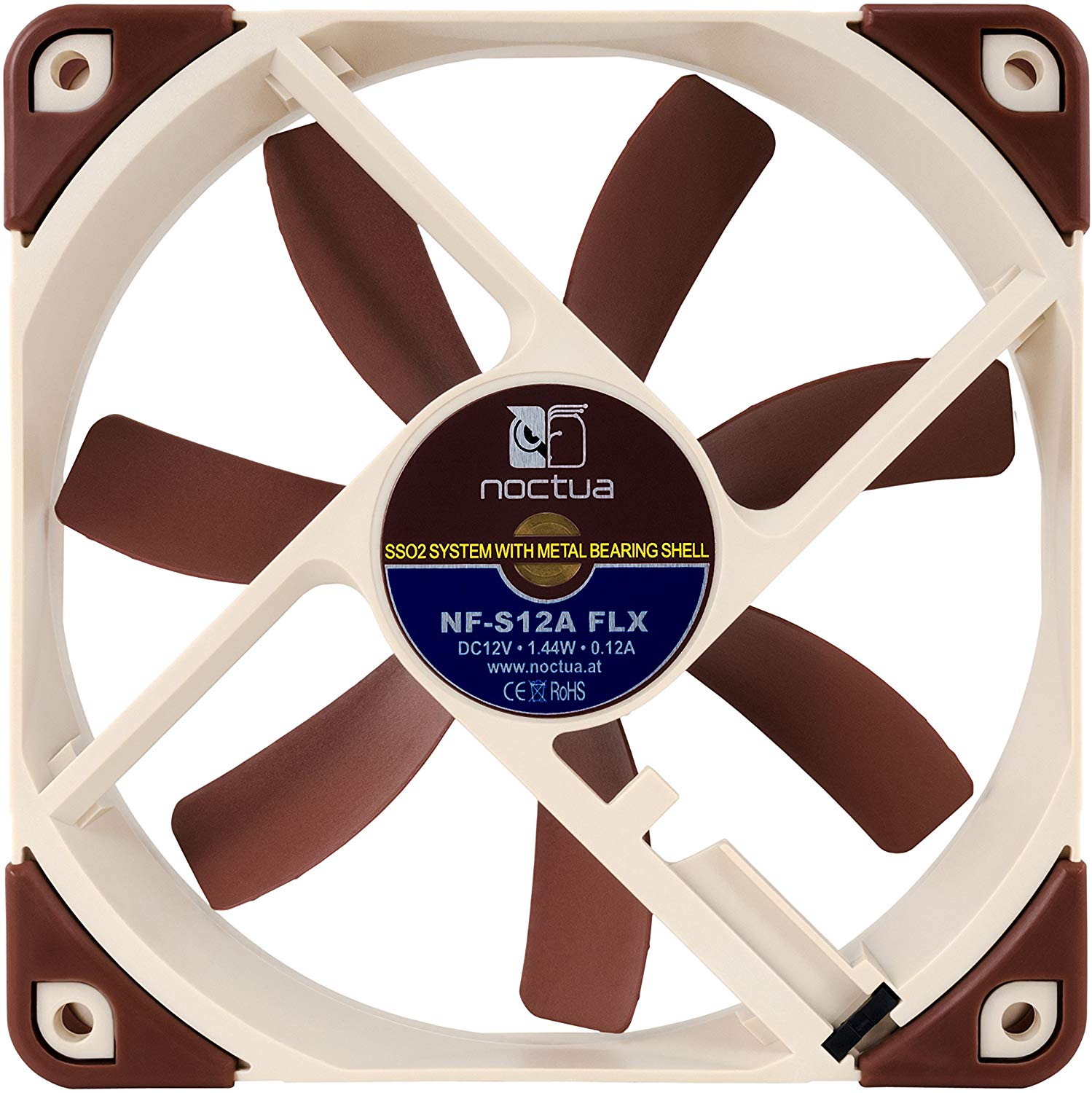 Noctua NF-S12A FLX, Premium Quiet Fan, 3-Pin (120mm, Brown), Black - Image 2
