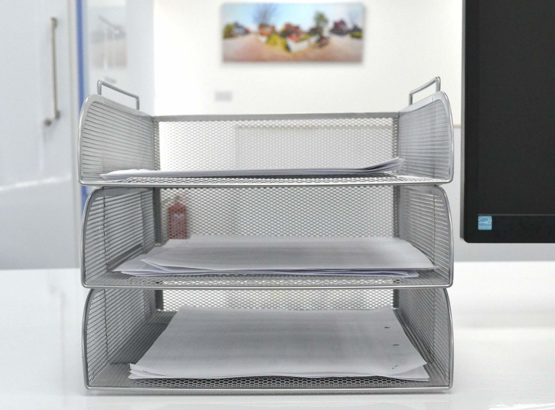 SHINE Mesh Filling Front Load 3 Trays Letter File Storage Rack Holder Tray Organiser Desktop Office - Image 2