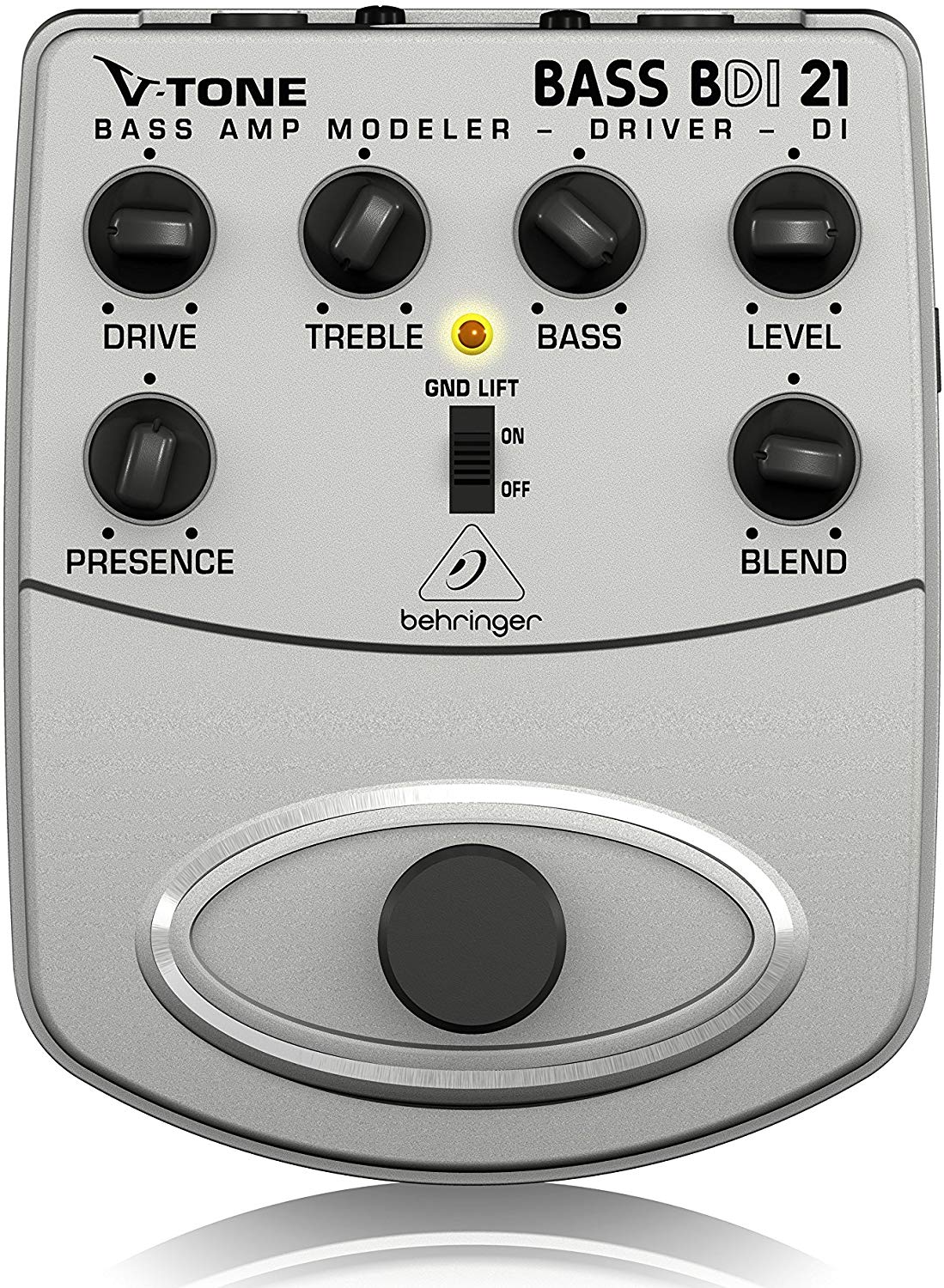 Behringer BDI 21 Bass Amp Modeler/ DI Guitar Effects Pedal, Silver