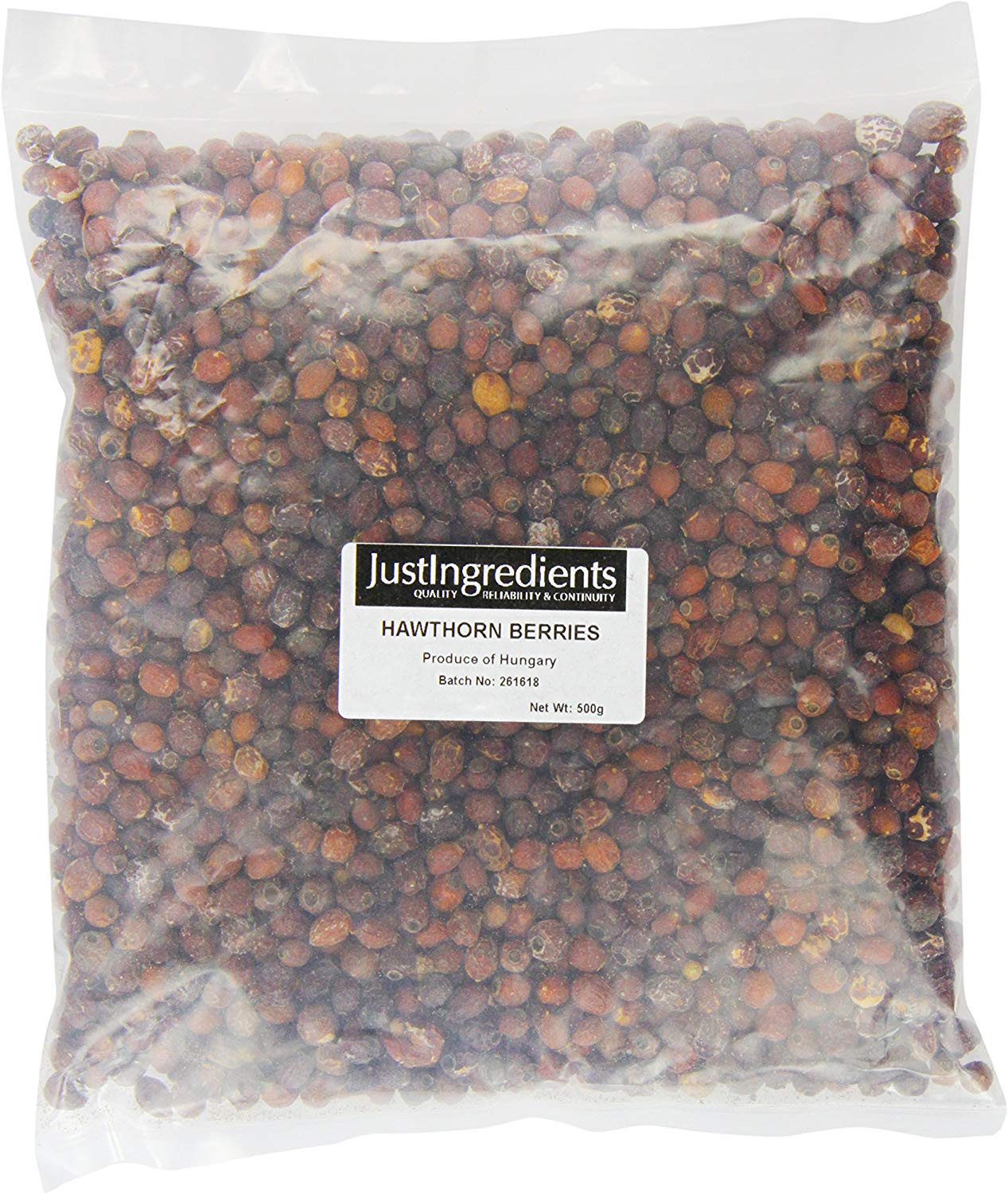 JustIngredients Essentials Hawthorn Berries, 500 g - Pack of 2, 500 g, Pack of 2