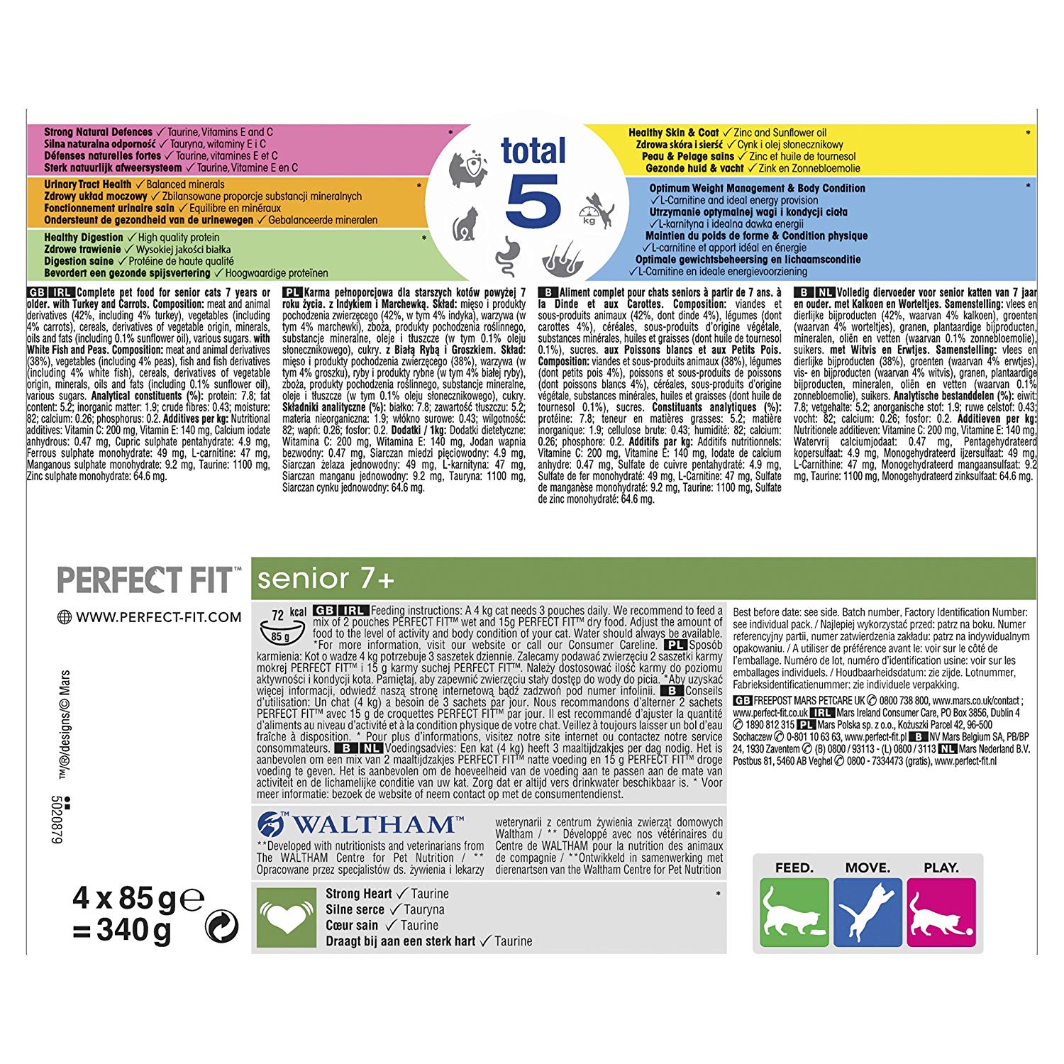 Perfect Fit 7+ Wet Cat Food, Advanced nutrition for senior cats mixed selection in sauce, 52 pouches - Image 2