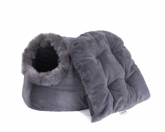 VERTAST Cat Small Dog Cosy Bed Pets Igloo Bed Hideout Cave, Cushion Washable, grey - Image 2