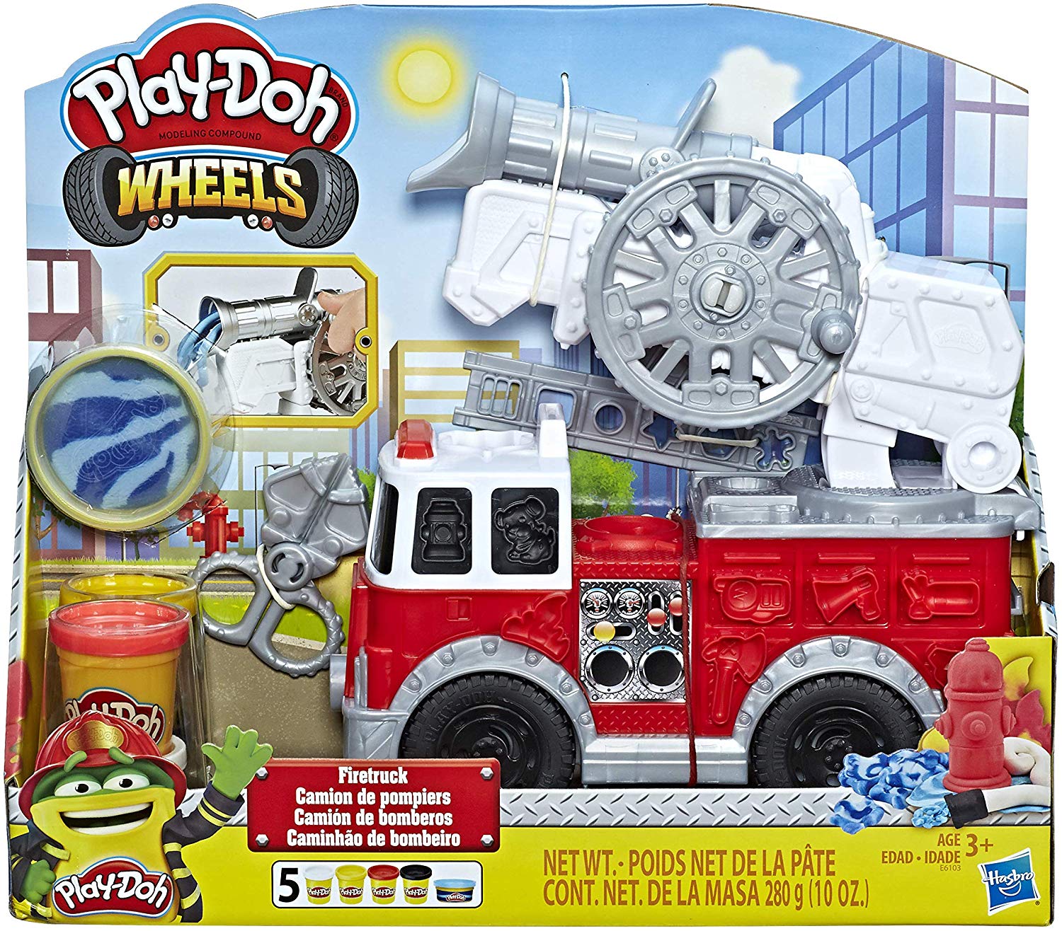 Play-Doh Wheels Fire Truck Toy with 5 Non-Toxic Colours Including Play-Doh Water Compound, Multicolor