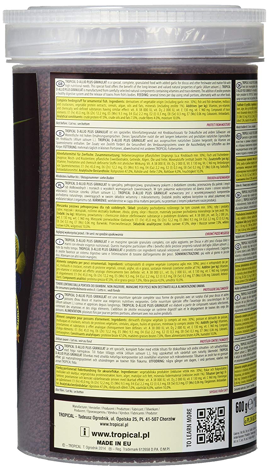 D-ALLIO PLUS GRANULAT 1000ml / 600g - multi-ingredient granules with garlic for discus and high-nutritional fish - Image 3