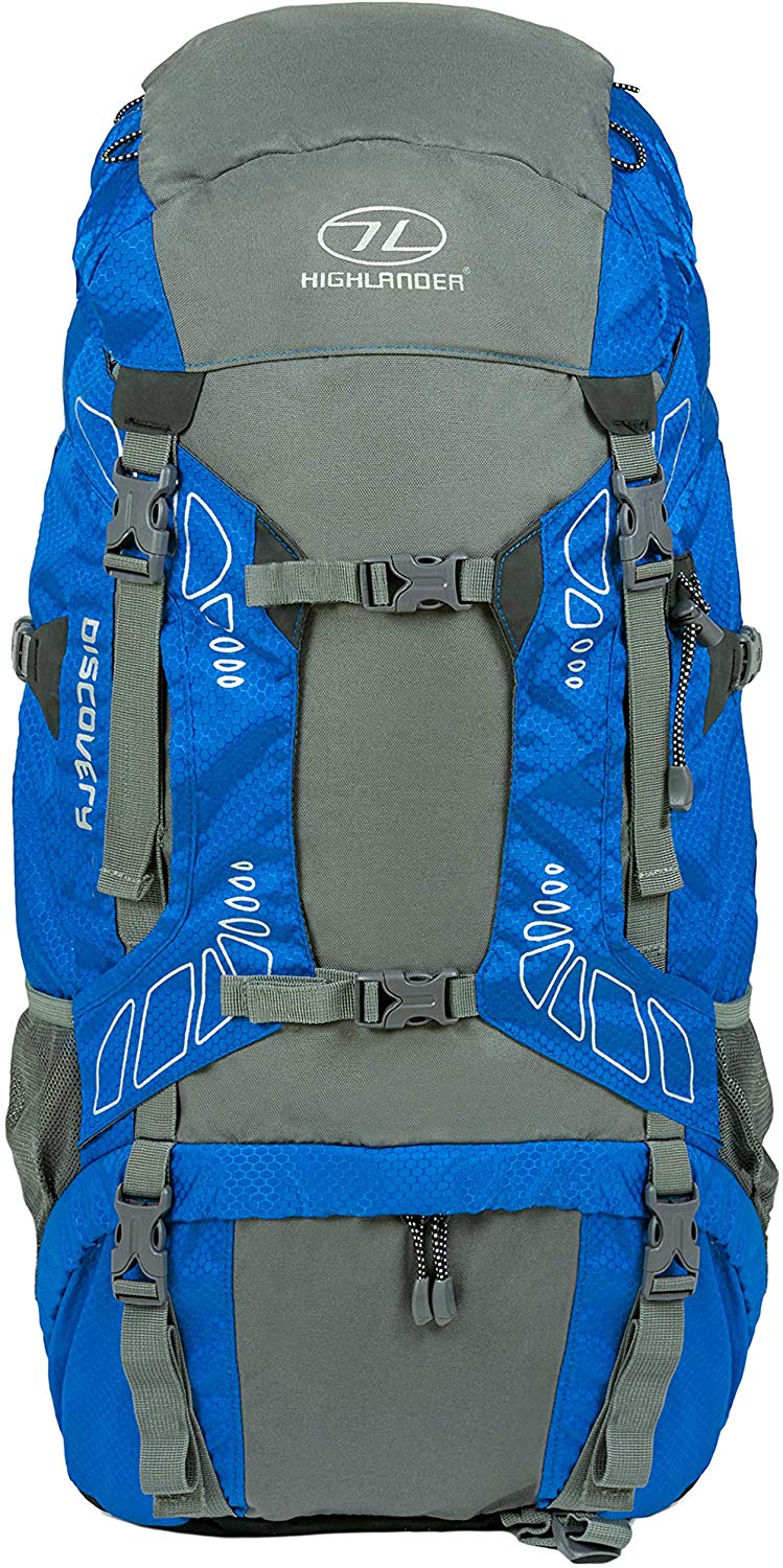 Highlander Lightweight Camping Rucksack - 45L, Blue, 65L