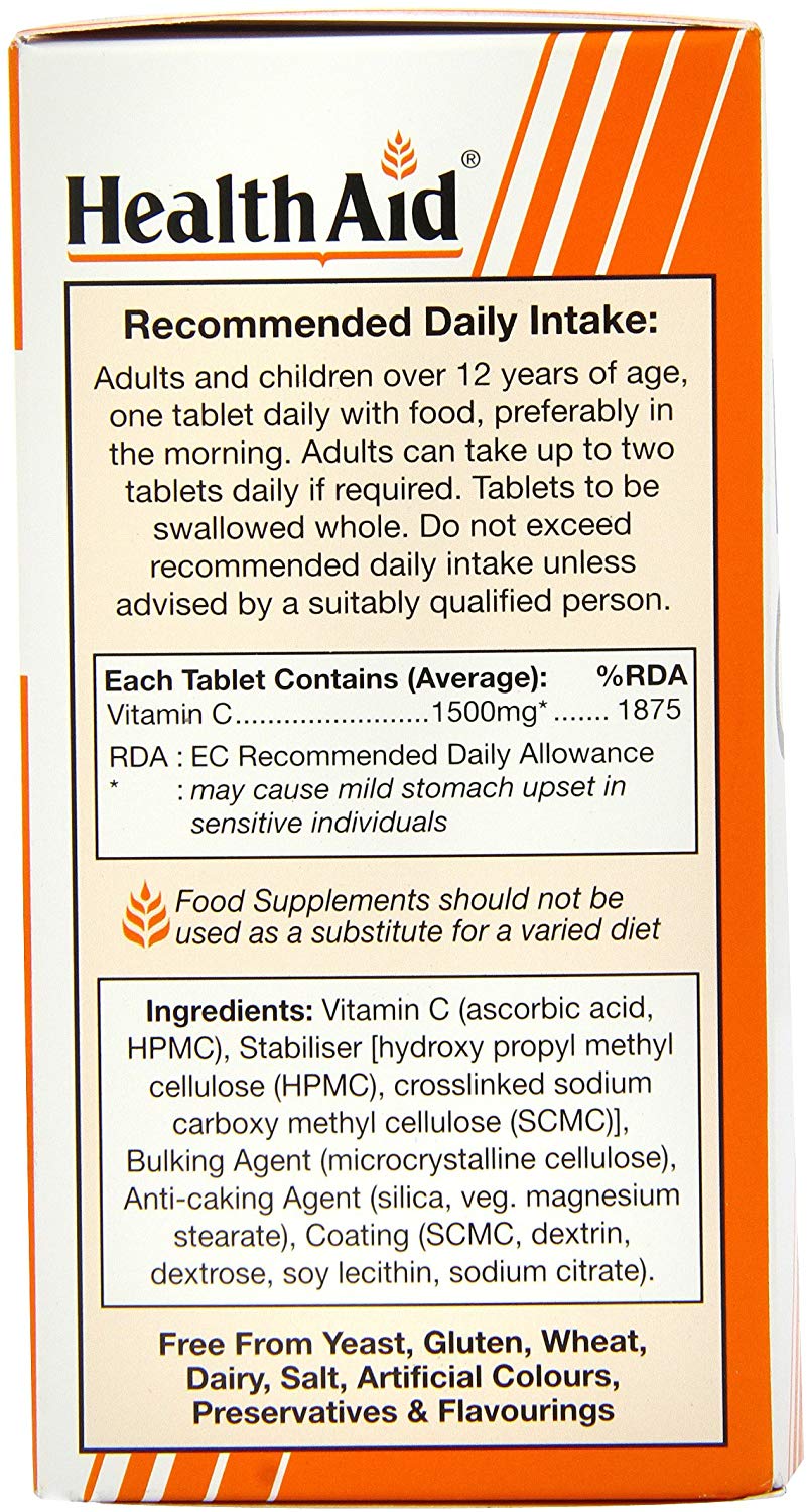 HealthAid Vitamin C 1500mg - Prolong Release - 100 Vegan Tablets, 100 count (Pack of 1) - Image 2
