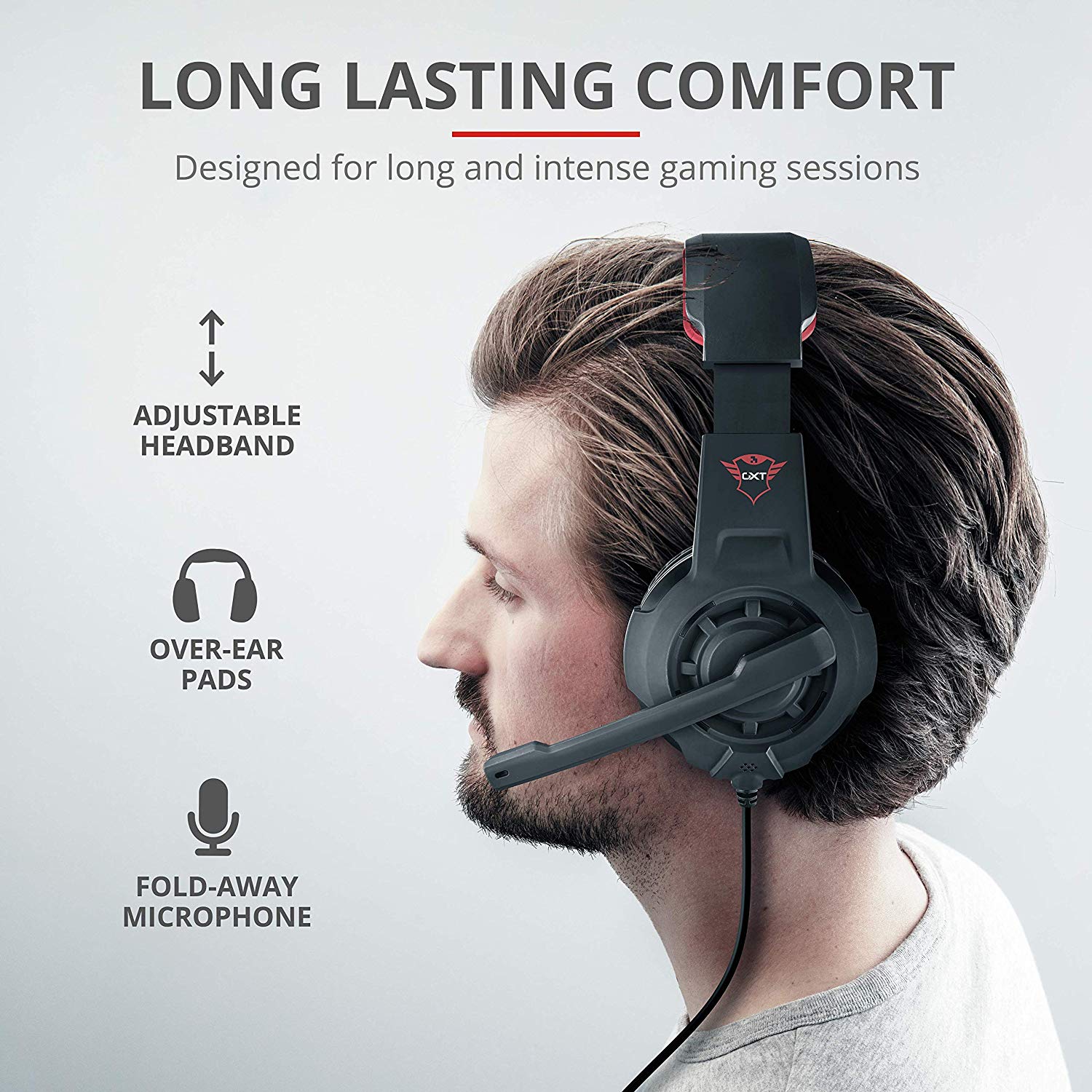 Trust Gaming Headset GXT 310 Radius with Microphone, Adjustable Mic and Headband, Wired, 1 m Cable - Image 4