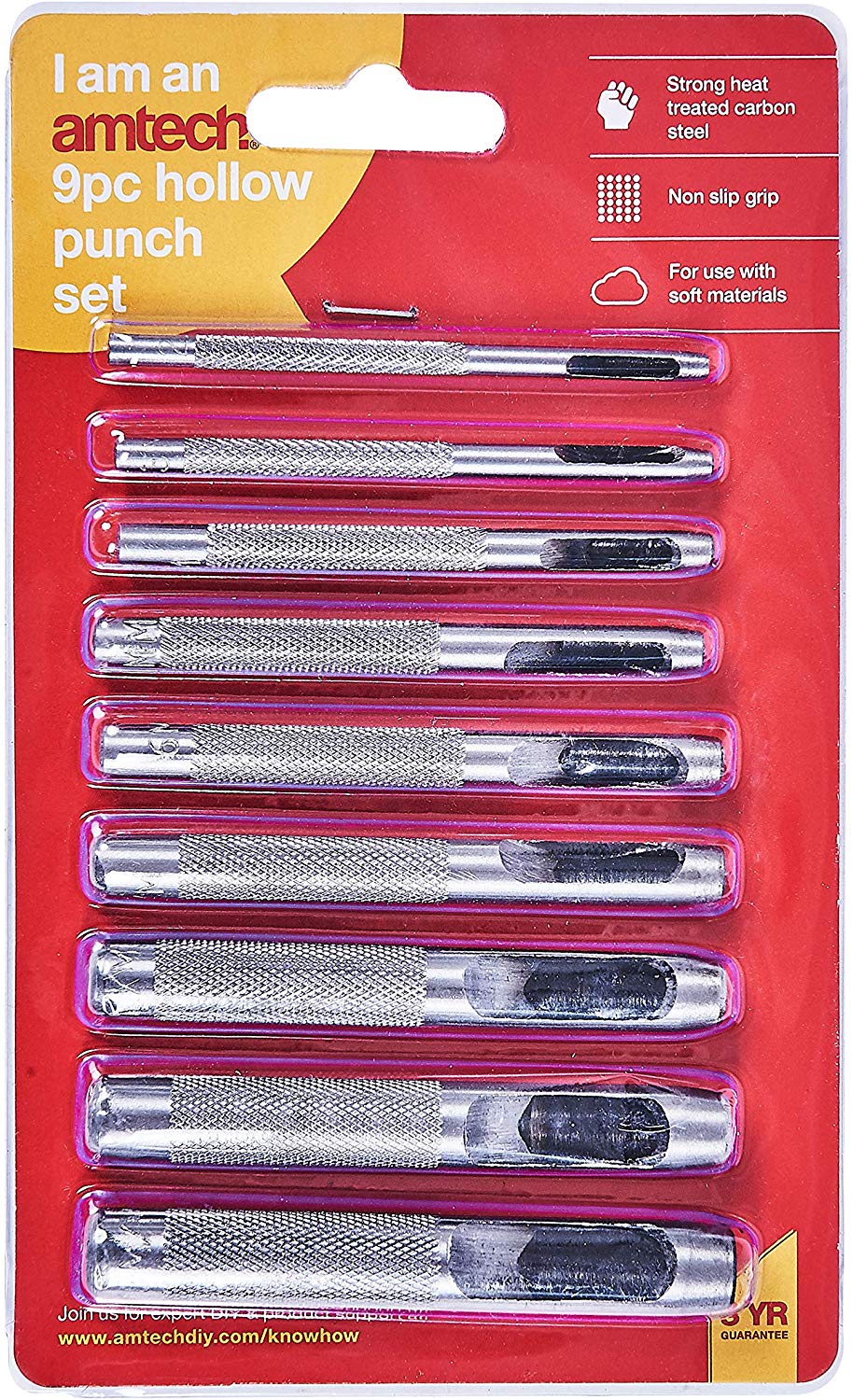 Amtech H1850 9 Piece hollow punch set, Silver - Image 3
