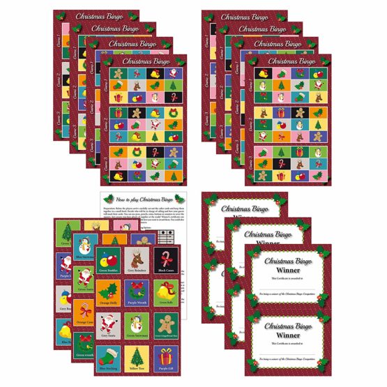 Christmas Party Bingo Game: Fun for guests of all ages - more entertaining than a xmas quiz! Novelty gift idea for a family stocking filler bag or secret Santa present. Includes 8 games sheets that cut to provide 24 games. Great activity for work, school, club, office party or even the pub! - Image 4