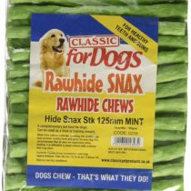 Classic Pet Products 100 Percent Hide Snax Sticks, 125 mm, Spearmint, Pack of 100