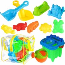 Bramble - 13 Pack Beach Toy Set with Bag - Moulds, Bucket, Spade, Rake + More
