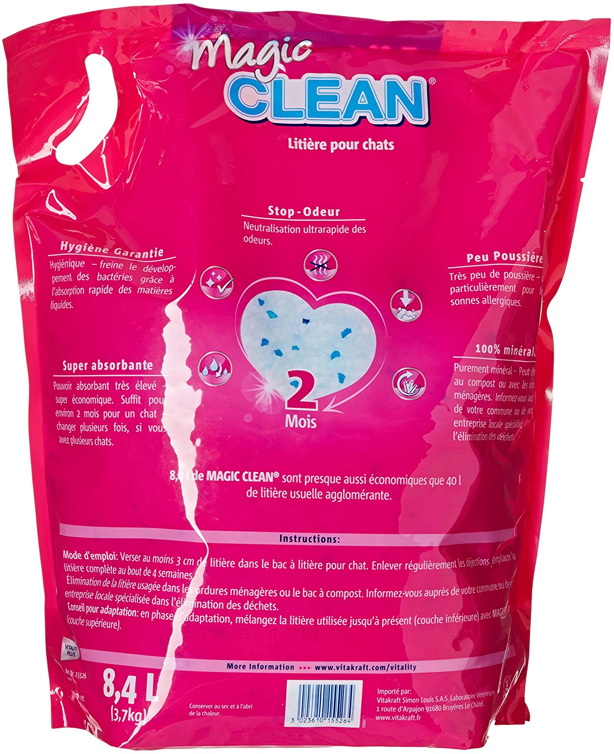 Vitakraft Magic Clean 15526 Cat Litter 8 Weeks 8.4 l, yellow, 3.7 kg (Pack of 1) - Image 2