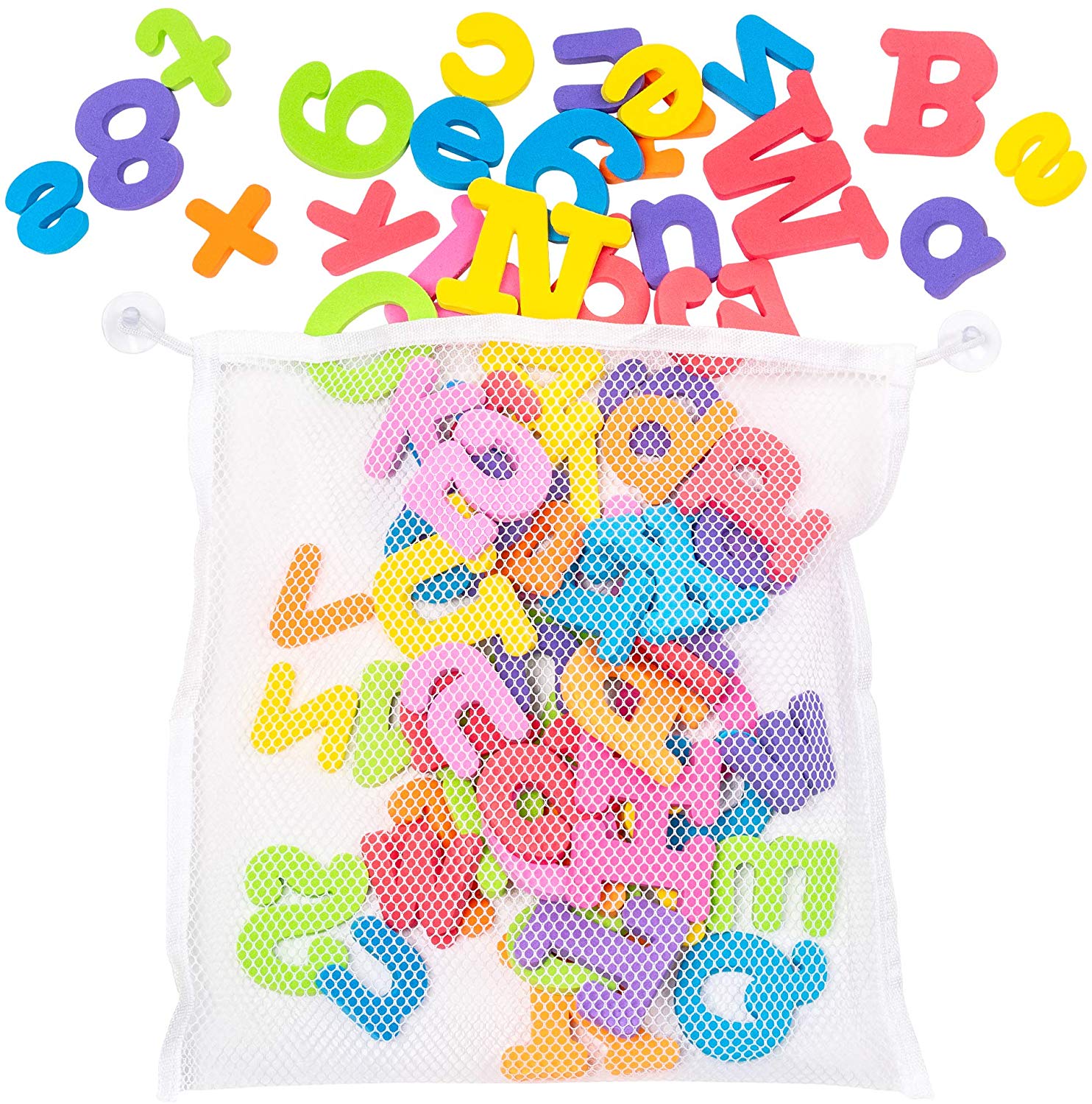 THE TWIDDLERS 100 Bath Toys Letters and Numbers, with Mesh Bag