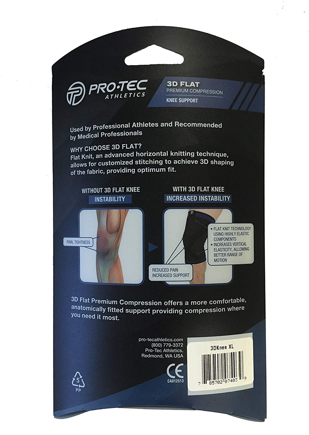 Pro-Tec Athletics Medium Black/Blue 3D Flat Premium Knee Sleeve - Image 3
