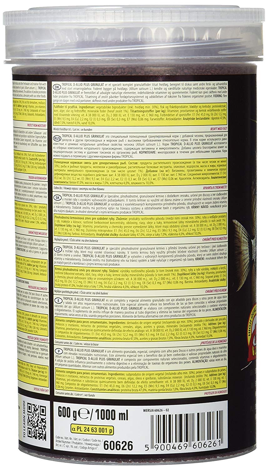 D-ALLIO PLUS GRANULAT 1000ml / 600g - multi-ingredient granules with garlic for discus and high-nutritional fish - Image 2