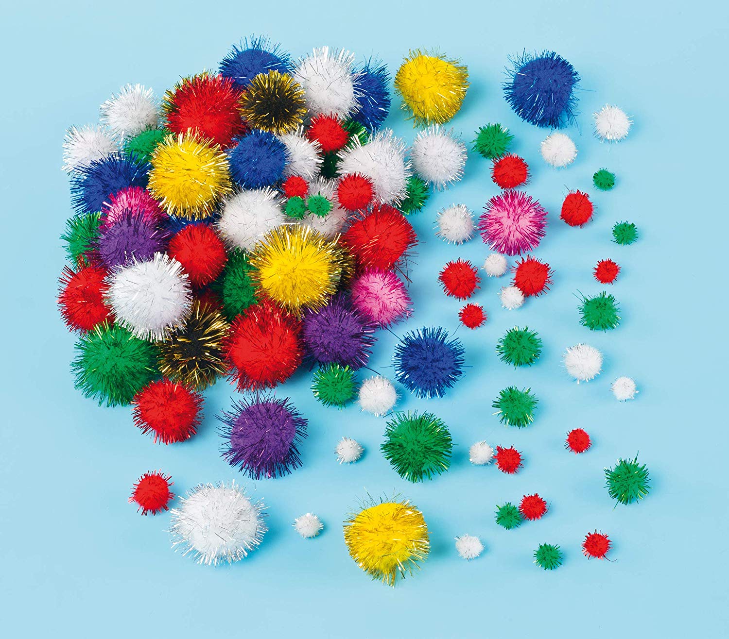 Baker Ross ET306 Multicoloured Glitter Poms Value Pack, Ideal for Kids' Arts and Crafts, Gifts - Image 4