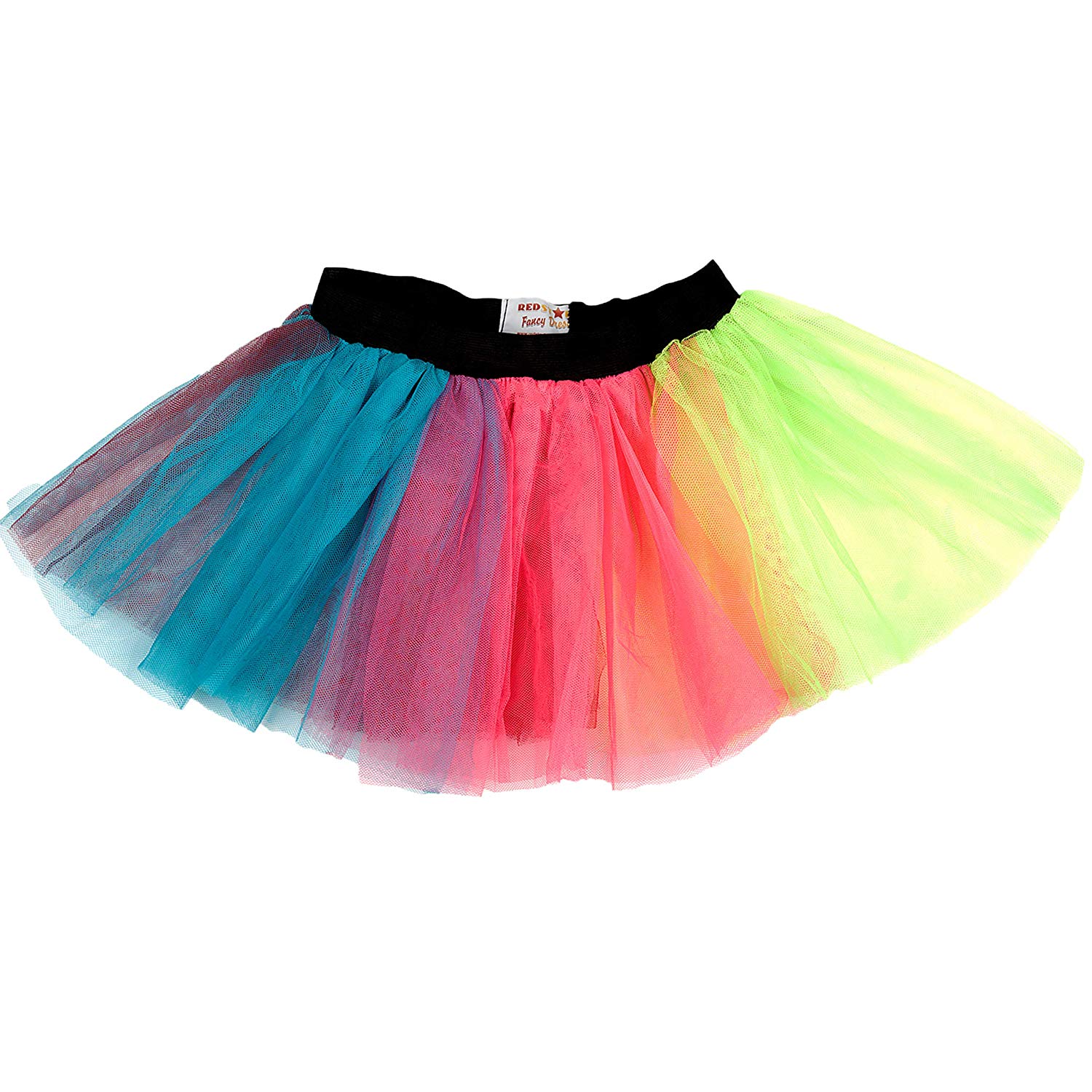 REDSTAR FANCY DRESS Ladies Neon Tutu Skirt 80s Party Outfit Hen Party Running Costume 1980s (14-22 UK, Rainbow)