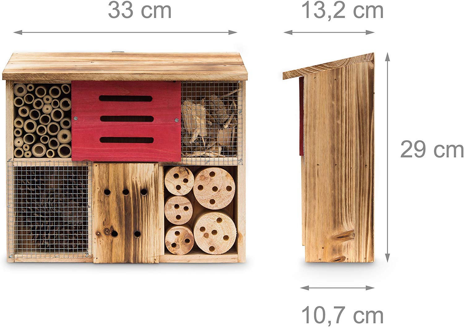 Relaxdays Fired Insect Hotel 29 x 33 x 13.5 cm Bee Butterfly Hotel of Natural Materials Shelter for Bugs Bees, Wasps - Image 2