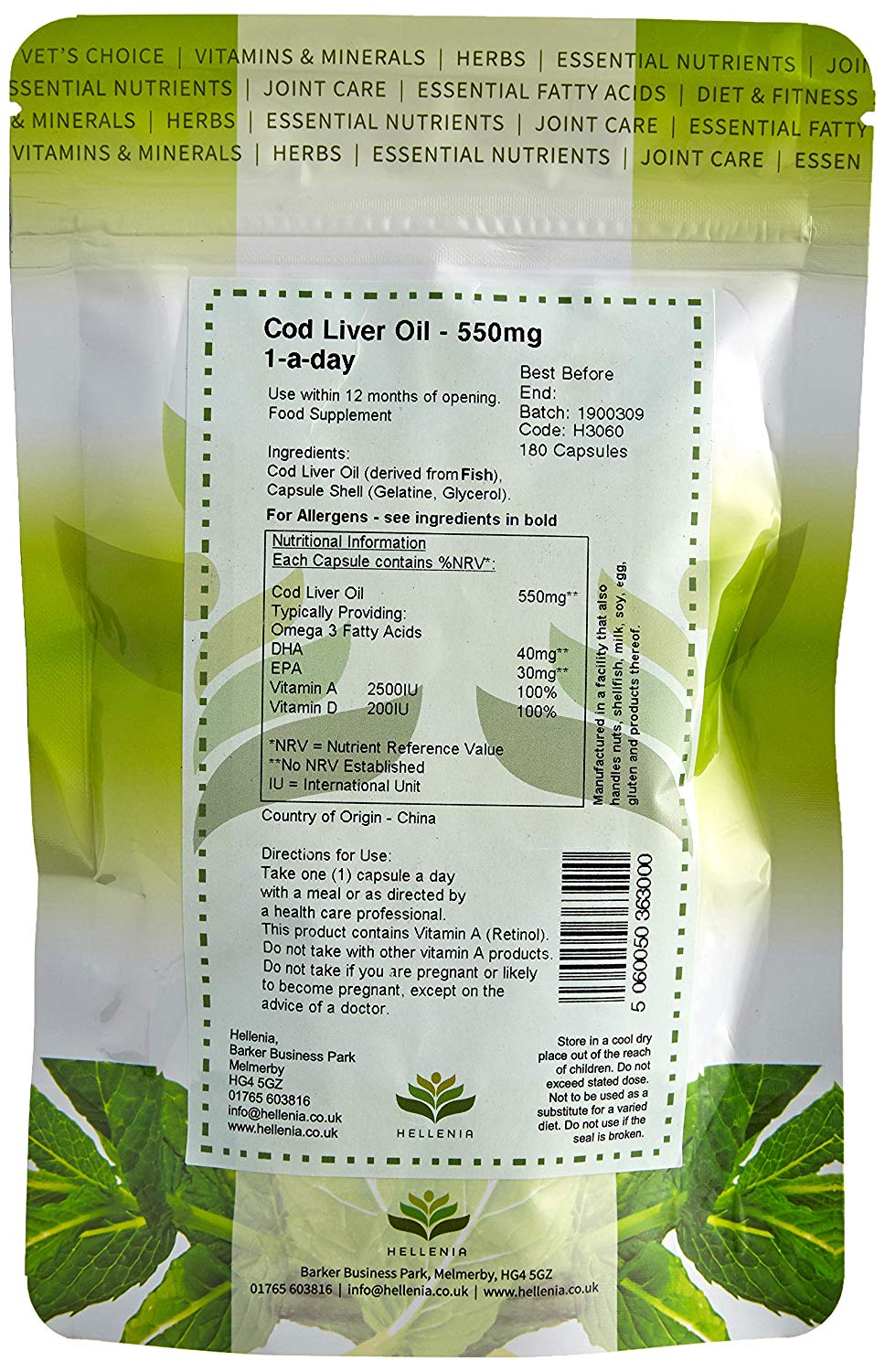 Cod Liver Oil Capsules 500mg - 180 Capsules, 180 count (Pack of 1) - Image 2
