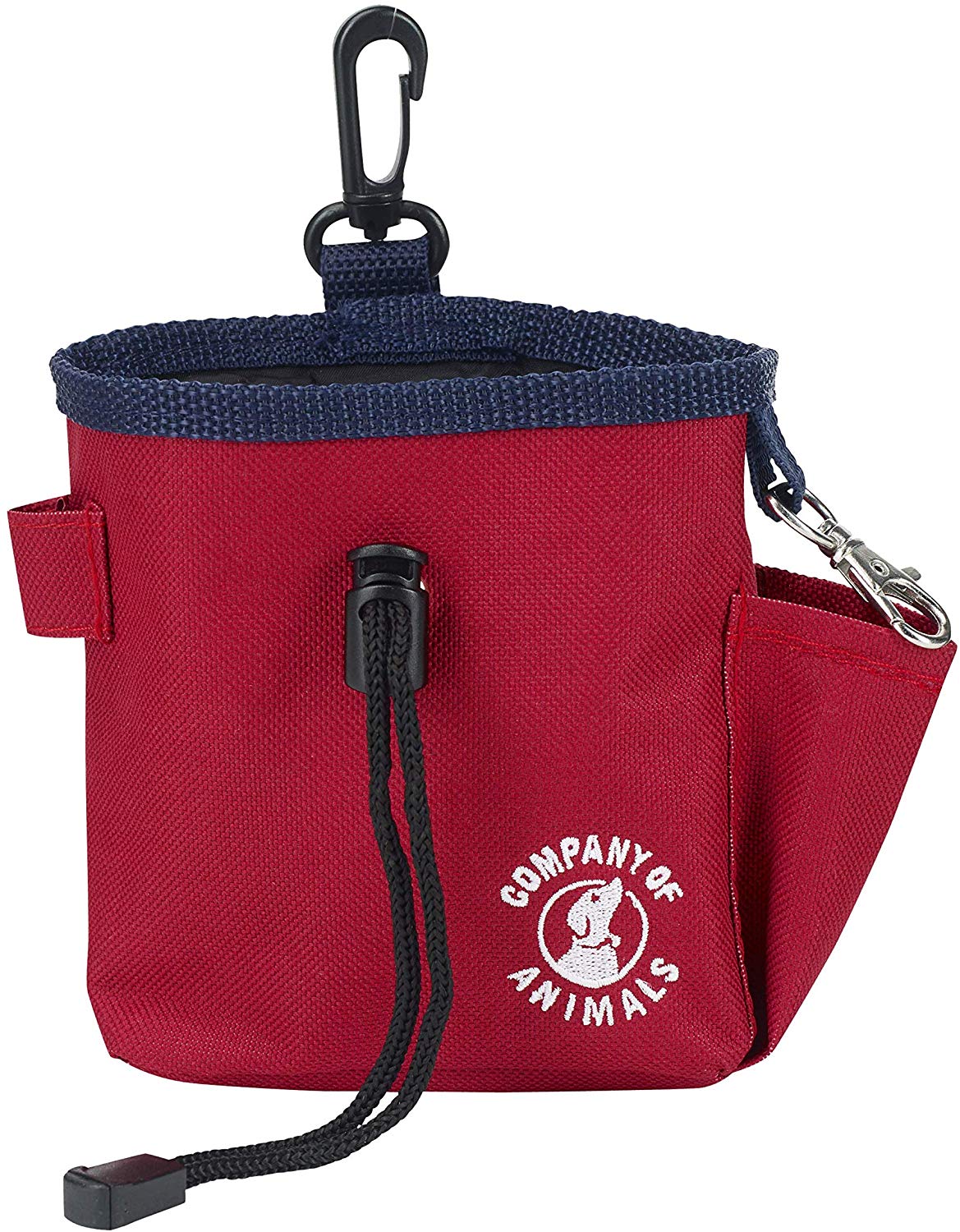 COMPANY OF ANIMALS Treat Bag, Red, Zipped Pockets & Drawstring, Clips on Belt, Waistband or Pocket, Waterproof Treats Pouch