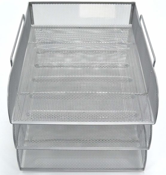 SHINE Mesh Filling Front Load 3 Trays Letter File Storage Rack Holder Tray Organiser Desktop Office - Image 3