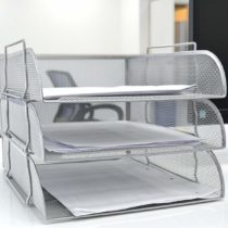 SHINE Mesh Filling Front Load 3 Trays Letter File Storage Rack Holder Tray Organiser Desktop Office