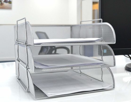 SHINE Mesh Filling Front Load 3 Trays Letter File Storage Rack Holder Tray Organiser Desktop Office