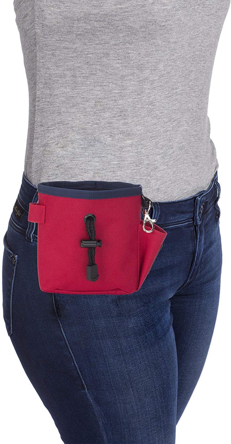 COMPANY OF ANIMALS Treat Bag, Red, Zipped Pockets & Drawstring, Clips on Belt, Waistband or Pocket, Waterproof Treats Pouch - Image 3