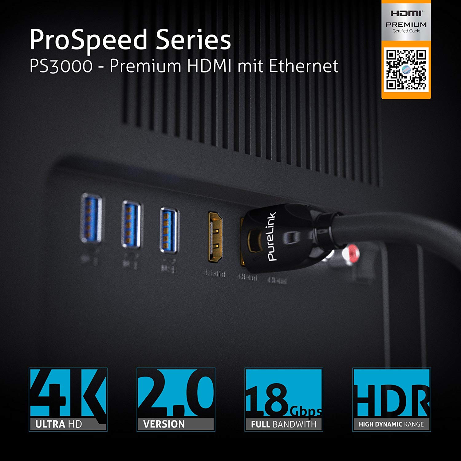PureLink certified premium HDMI cable ProSpeed with Ethernet and 18Gbps bandwidth (4K, 3D ARC 2.0), including designer plug - Image 3