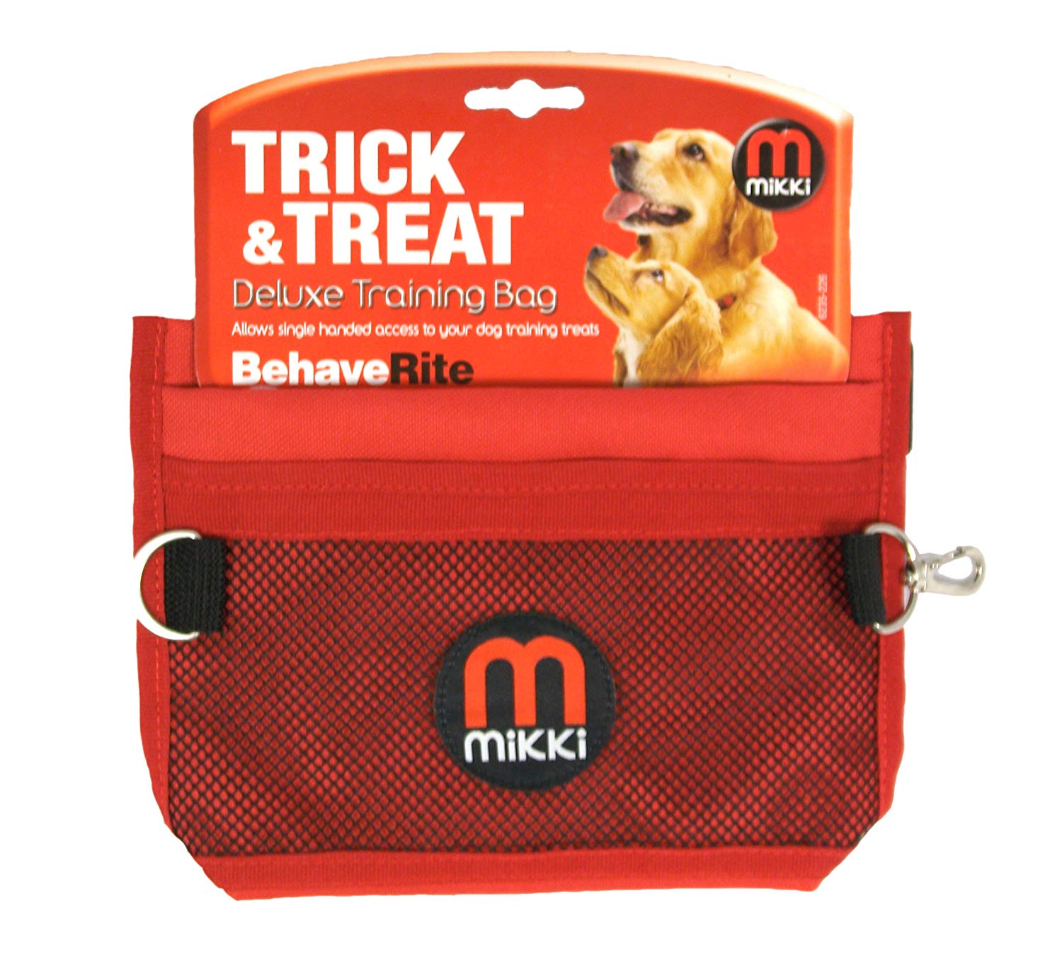 Mikki Dog and Puppy Deluxe Training Treat Bag Pouch - Adjustable Waist Belt Shoulder Strap,Red and Black