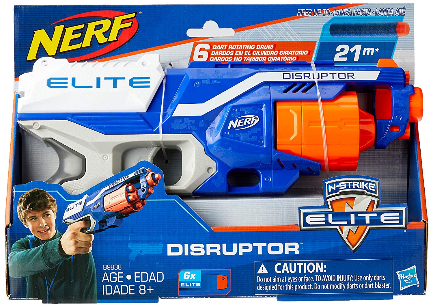 NERF Disruptor Elite Blaster - 6-Dart Rotating Drum, Slam Fire, includes 6 Official Nerf Elite Darts - for Kids Teens, Adults - Image 2