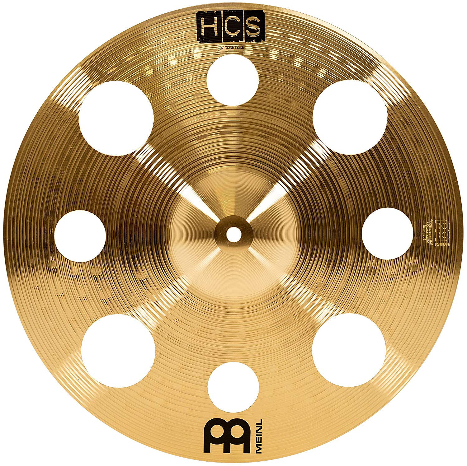 Meinl Cymbals HCS Trash Crash Cymbal 16 inch (Video) with holes for Drum Set (40,64cm) Traditional Finish Brass