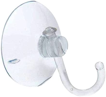 Merriway BH04115 (6 Pcs) Clear Plastic Suction Hook with Plastic Hook, 45 mm, 1.3/4 inch Diameter - Pack of 6 Pieces