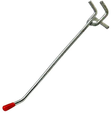 Merriway BH02665 (10 Pcs) Single Heavy Duty Pegboard Hook 150 mm (6 Inch) for 25 mm (1 Inch) Board, Bright Zinc Plated