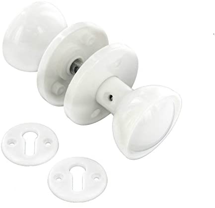 Merriway® BH01832 Plastic Mortice Cupboard Cabinet Door Knob Set - White