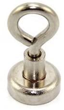 Neodymium Clamping Magnet with M4 Eyebolt for Hanging Holding or Displaying Items - 16mm Diameter x 32mm High - 9.7kg Pull