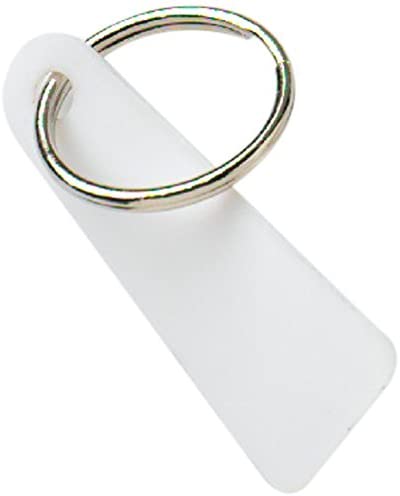 Merriway BH01838 (10 Pcs) White Key Ring Tags with 25mm (1 inch) Sprung Metal Split Ring - Pack of 10 Pieces