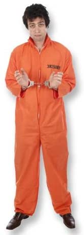 HENBRANDT Adult Men’s Orange Prison Jumpsuit Fancy Dress Costume Convict Boiler Suit Prisoner Overalls Jail Jump Suit Dress Up Outfit Mens Fancy Dress Costume (XL) - Image 2