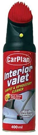 CarPlan IVC400 Interior Valet 400ml - Carpet Upholstery Cleaner - Stain Guard Protection - Foaming Action - Fresh Linen Fragrance - Remove Deep Seated Dirt and Grime - Brush Head Included