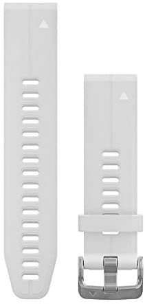 Garmin QuickFit 20 Watch Bands - White Silicone with Black Hardware, White with Black Hardware, 20mm
