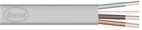 Merriway BH01535 3-Core and Earth Flat Cable, 6243Y 1.5mm Grey, 1 Metre (39 inch)