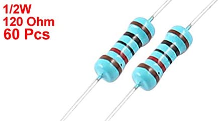 Sourcingmap Axial Lead Through Hole 1/2W 1% 120 Ohm Metal Film Resistor 60 Pcs, Blue, Brown, Black, Red - Image 2
