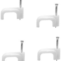 Merriway BH04441 Twin Shotgun Cable Clips for WF65/CT63 Coaxial Satellite Television Cable, 10 mm - White, Pack of 100