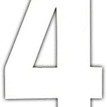 Merriway BH04099 White Vinyl Stick-On Wheelie Bin Post Box Crate Dust Bin Numerals 75 mm (3 Inch) Number 4 - Pack of 4