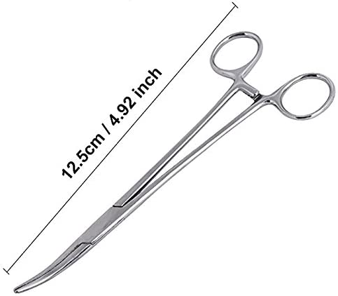 WUWYOUWL Hemostat Forceps, Stainless Steel Dog Cat Pet Scissors Ear Hair Clamp Fishing Scissors Tools (12.5cm Bent) - Image 2