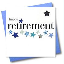 Claire Giles Hearts and Stars Happy Retirement Card - Blue