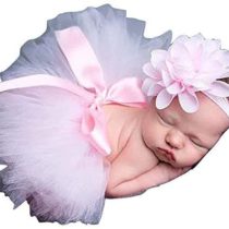 Pink, Newborn Baby Tutu Clothes Skirt Headdress Flower Photo Photography Prop Outfit