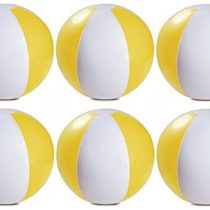 eBuyGB Pack of 12 Inflatable Colour Ball - Beach Pool Game, Yellow, 22 cm/9"