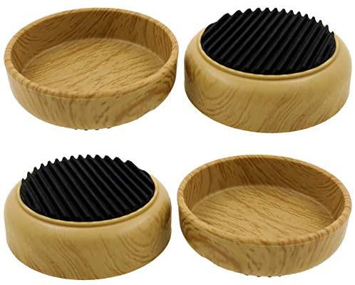 Lifeswonderful - 4x Rubber Base Wood Effect Castor Cups - Non Slip - Protect Your Floors & Prevent Furniture from Moving or Rolling