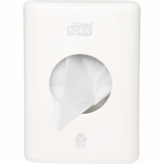 SCA Tork 566000 Sanitary Bag Dispenser, White (Pack of 8) - Image 2